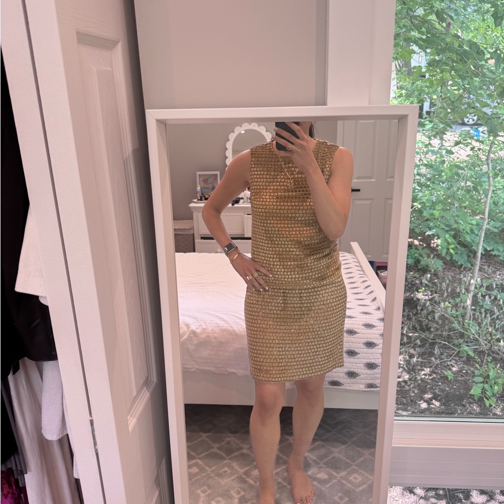 Sportmax Women's Gold Textured Top & Skirt (Co-Ord